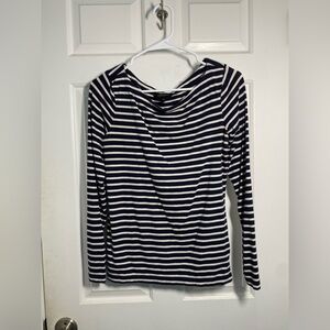 Navy Blue Striped Wide Top